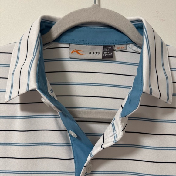 KJUS Polo Shirt Comfort Fit UPF50+ Golf Performance Striped Short Sleeve Small - Picture 3 of 8